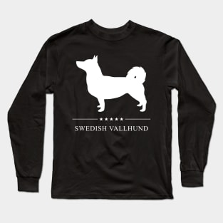 Swedish Vallhund Dog White Silhouette Long Sleeve T-Shirt